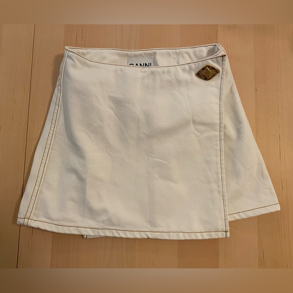 Ganni White Denim Mini Skirt sz32
